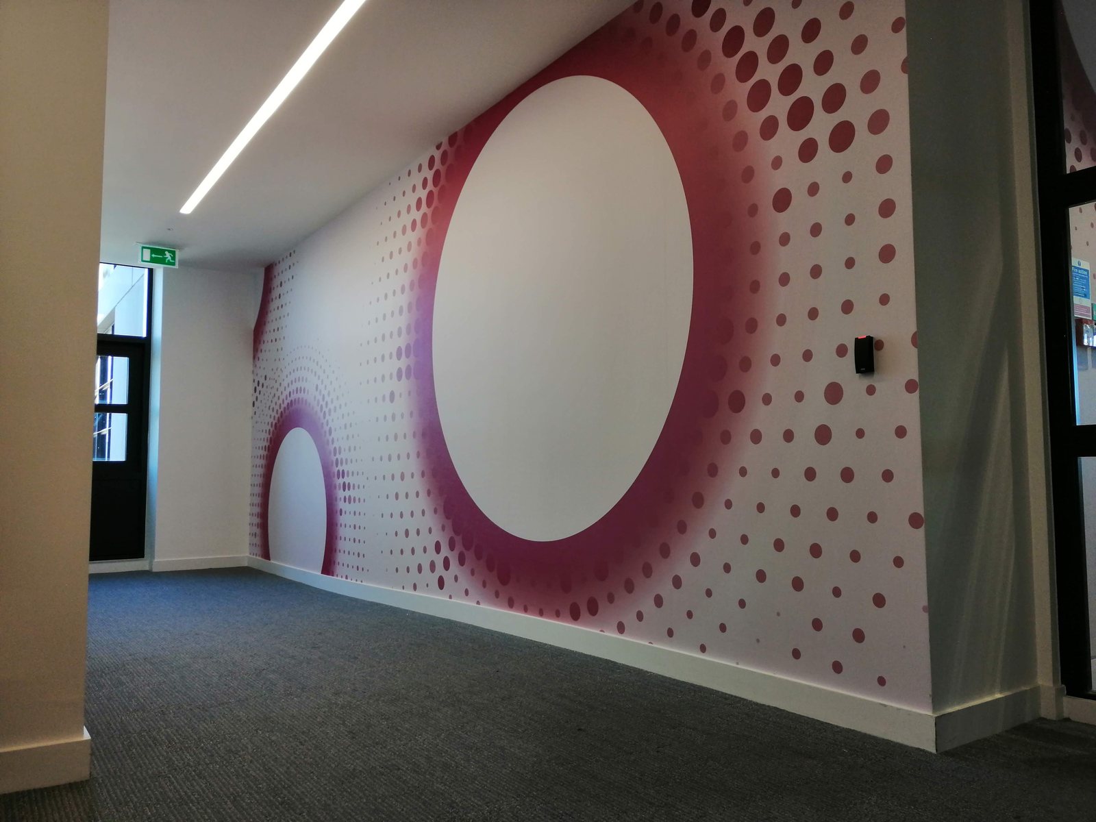 Printed vinyl graphic on an interior wall